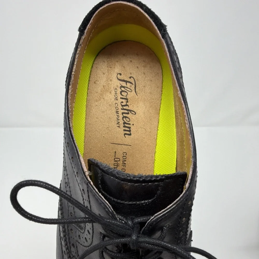Florsheim Midtown Size 9.5 M Wingtip Oxford Men's Black Leather Shoes Comfortech